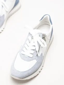 Rieker - Ljusblå sneakers i mocka och skinn