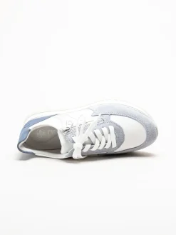 Rieker - Ljusblå sneakers i mocka och skinn