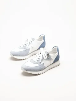 Rieker - Ljusblå sneakers i mocka och skinn