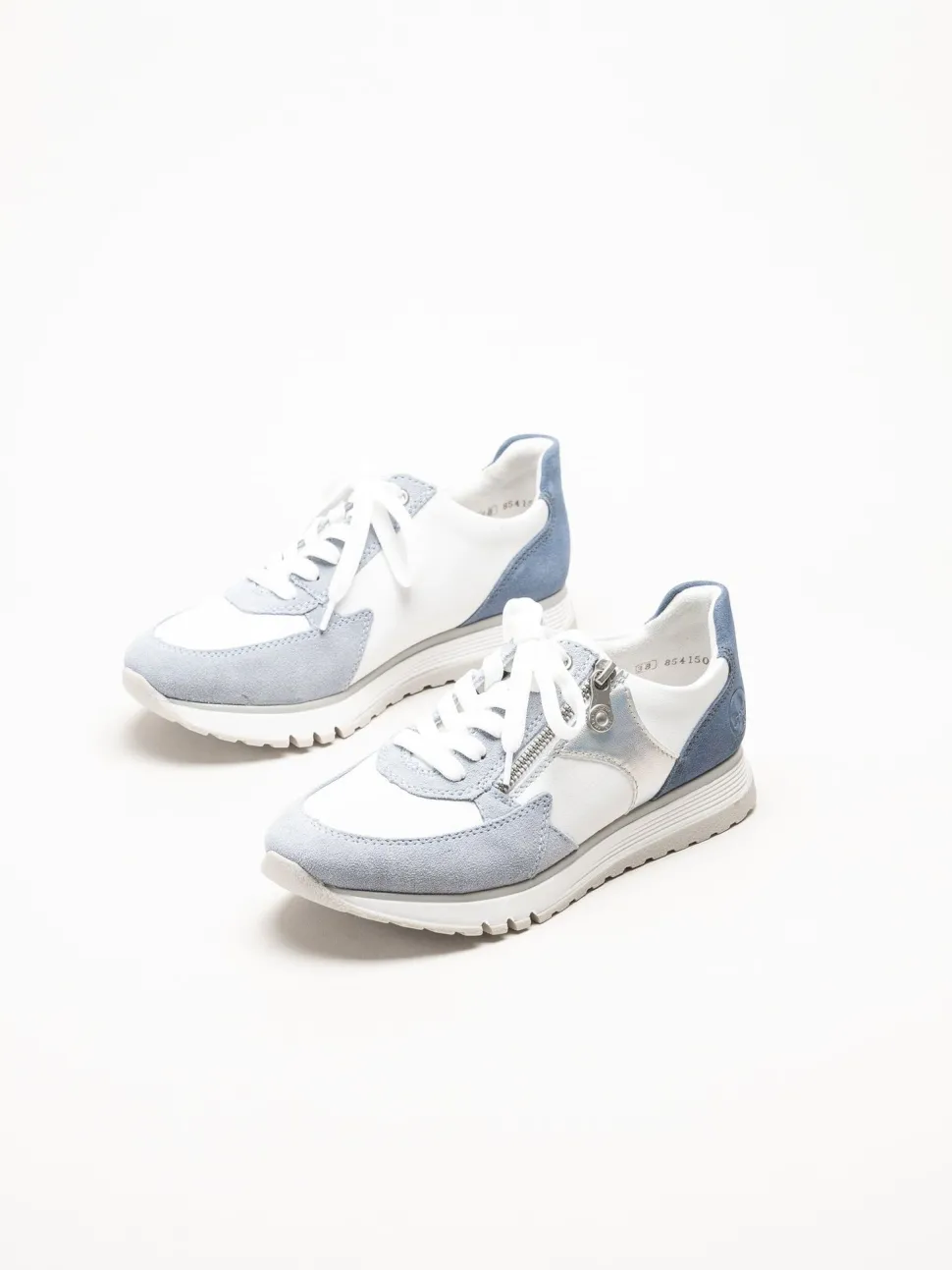 Rieker - Ljusblå sneakers i mocka och skinn