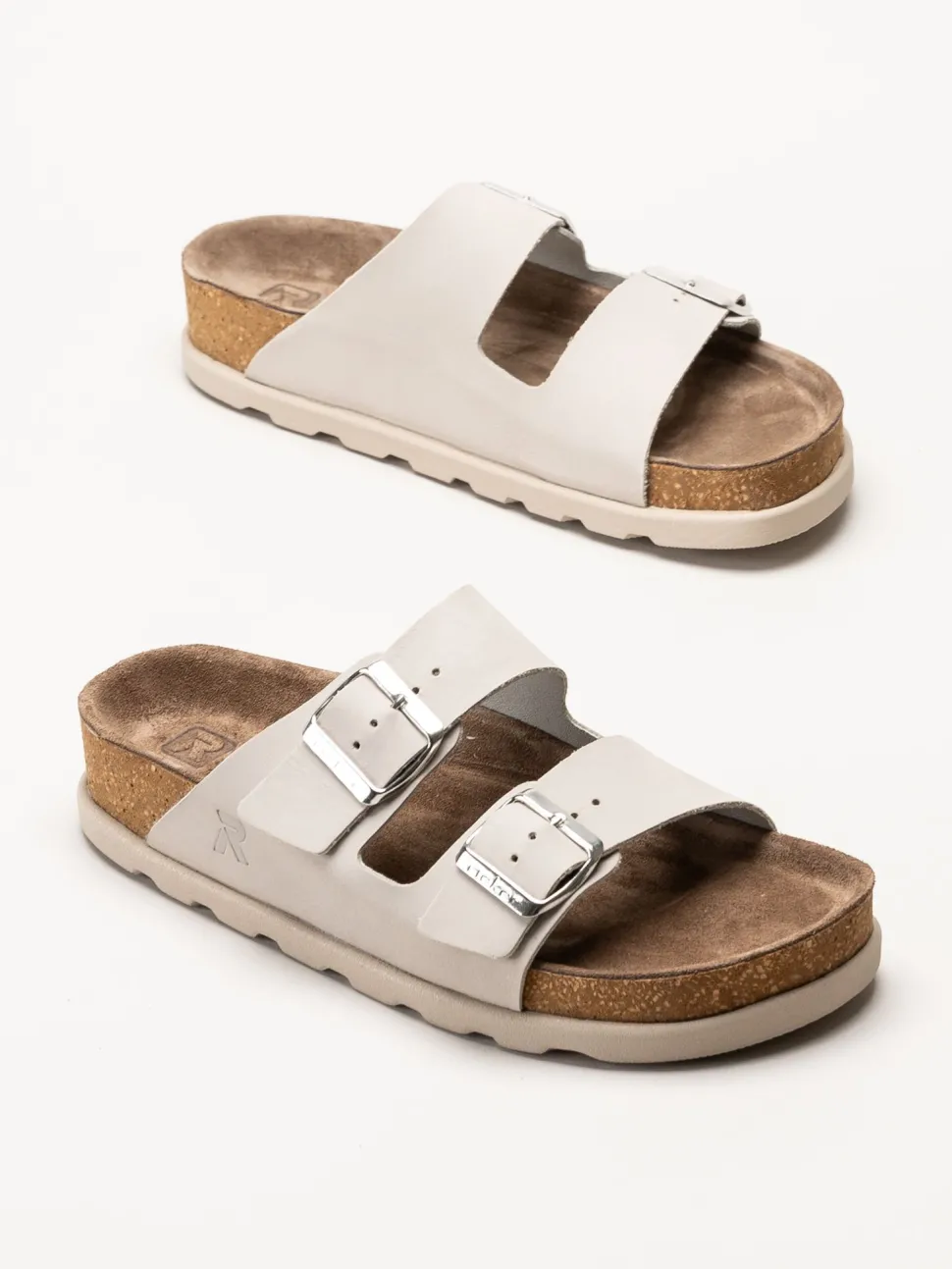Rieker - Ljusgrå sandaler i nubuck