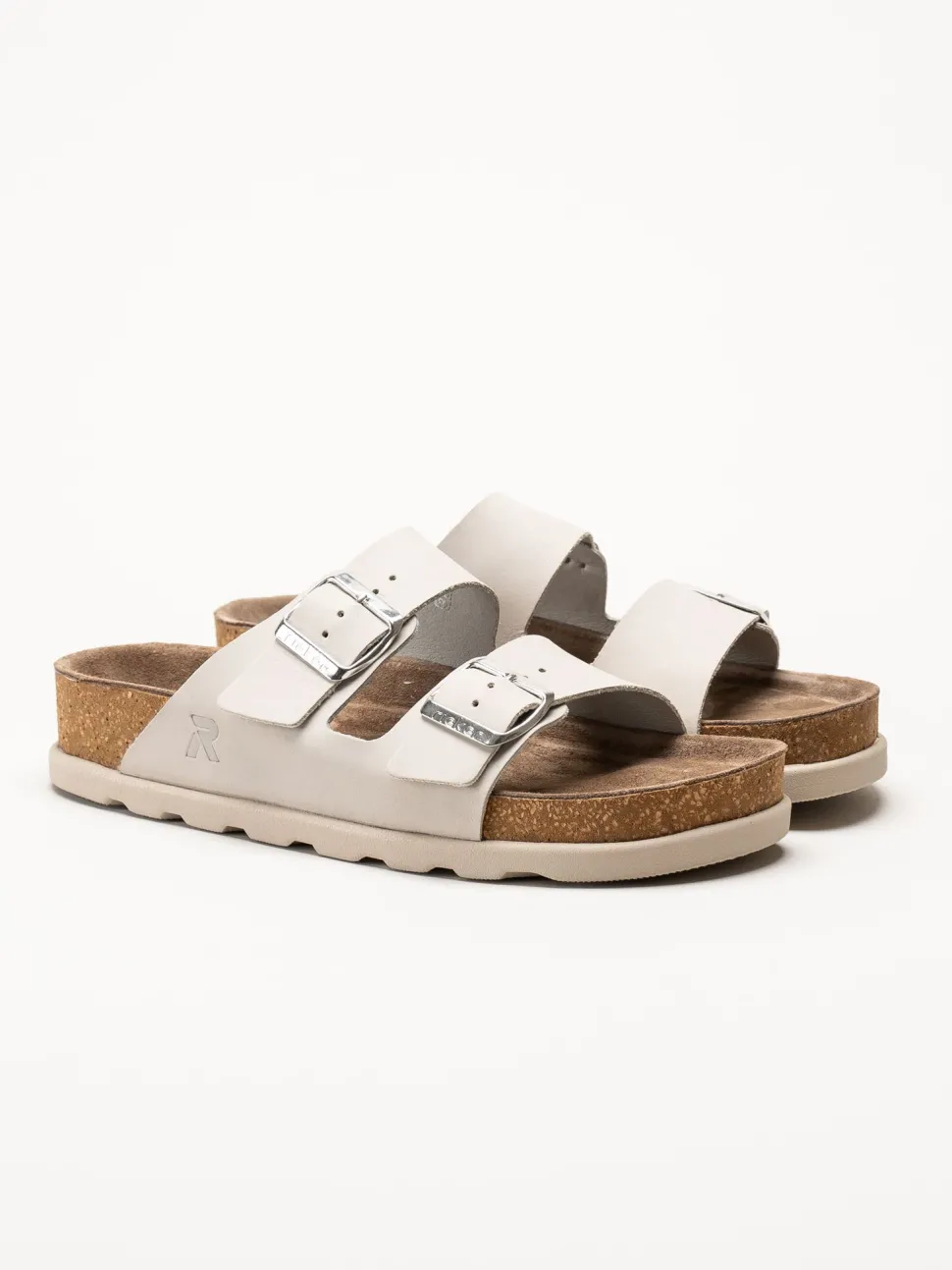 Rieker - Ljusgrå sandaler i nubuck