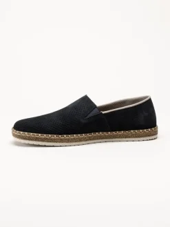 Rieker - Mörkblå slip on skor i nubuck