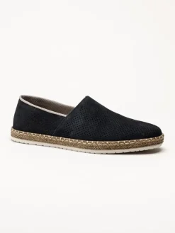 Rieker - Mörkblå slip on skor i nubuck