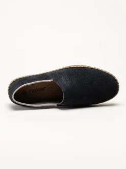 Rieker - Mörkblå slip on skor i nubuck