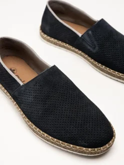 Rieker - Mörkblå slip on skor i nubuck