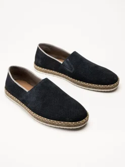 Rieker - Mörkblå slip on skor i nubuck
