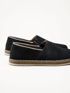Rieker - Mörkblå slip on skor i nubuck