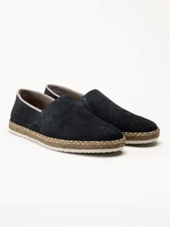 Rieker - Mörkblå slip on skor i nubuck
