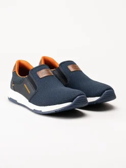 Rieker - Mörkblå slip on skor i stickad mesh