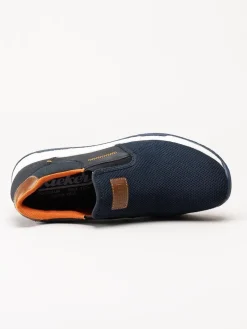 Rieker - Mörkblå slip on skor i stickad mesh
