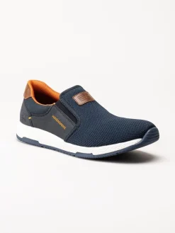 Rieker - Mörkblå slip on skor i stickad mesh
