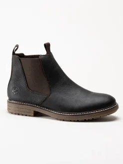 Rieker - Mörkbruna chelsea boots i oljat skinn
