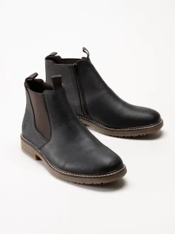 Rieker - Mörkbruna chelsea boots i oljat skinn