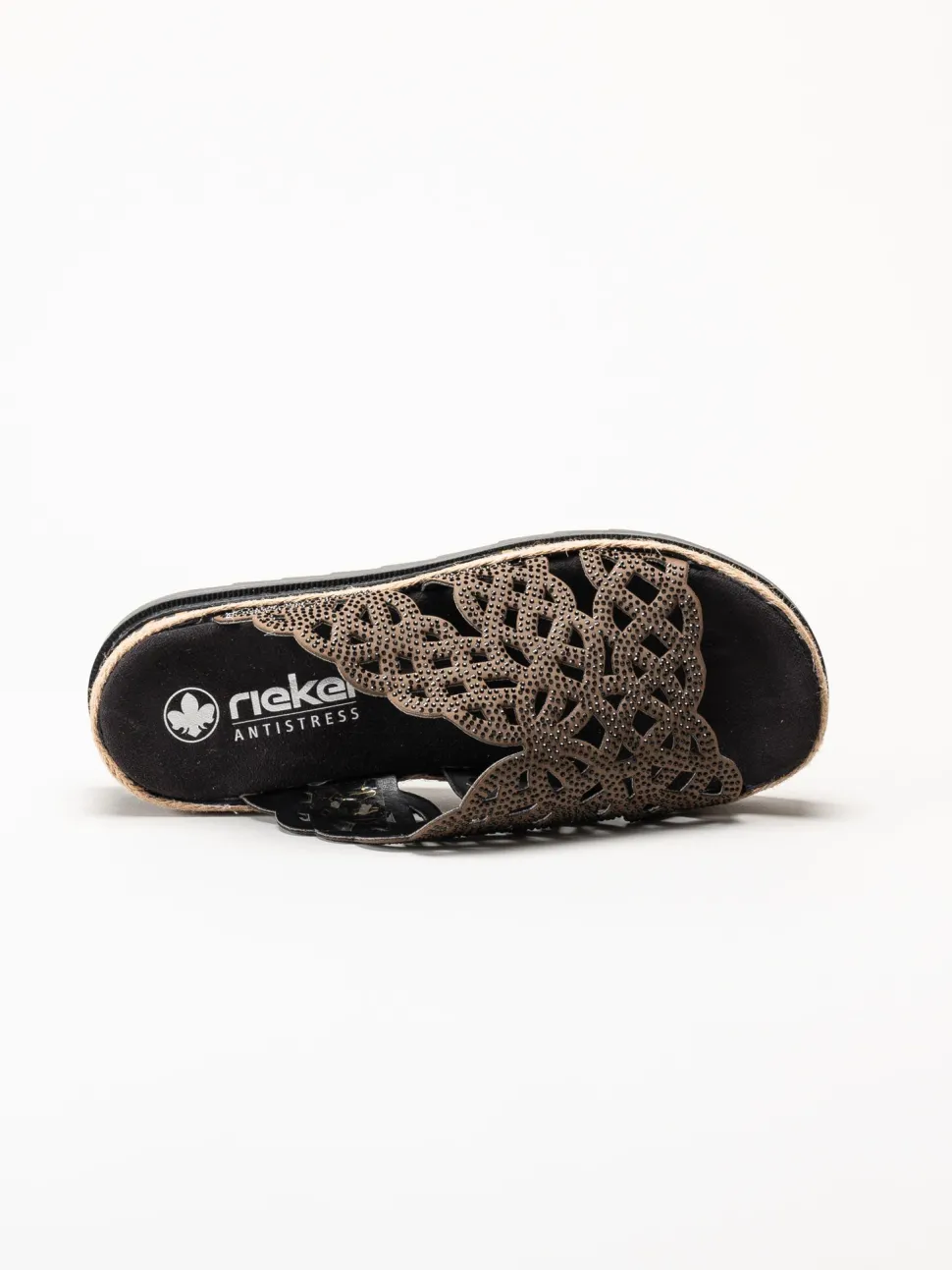 Rieker - Mörkbruna slip in sandaletter