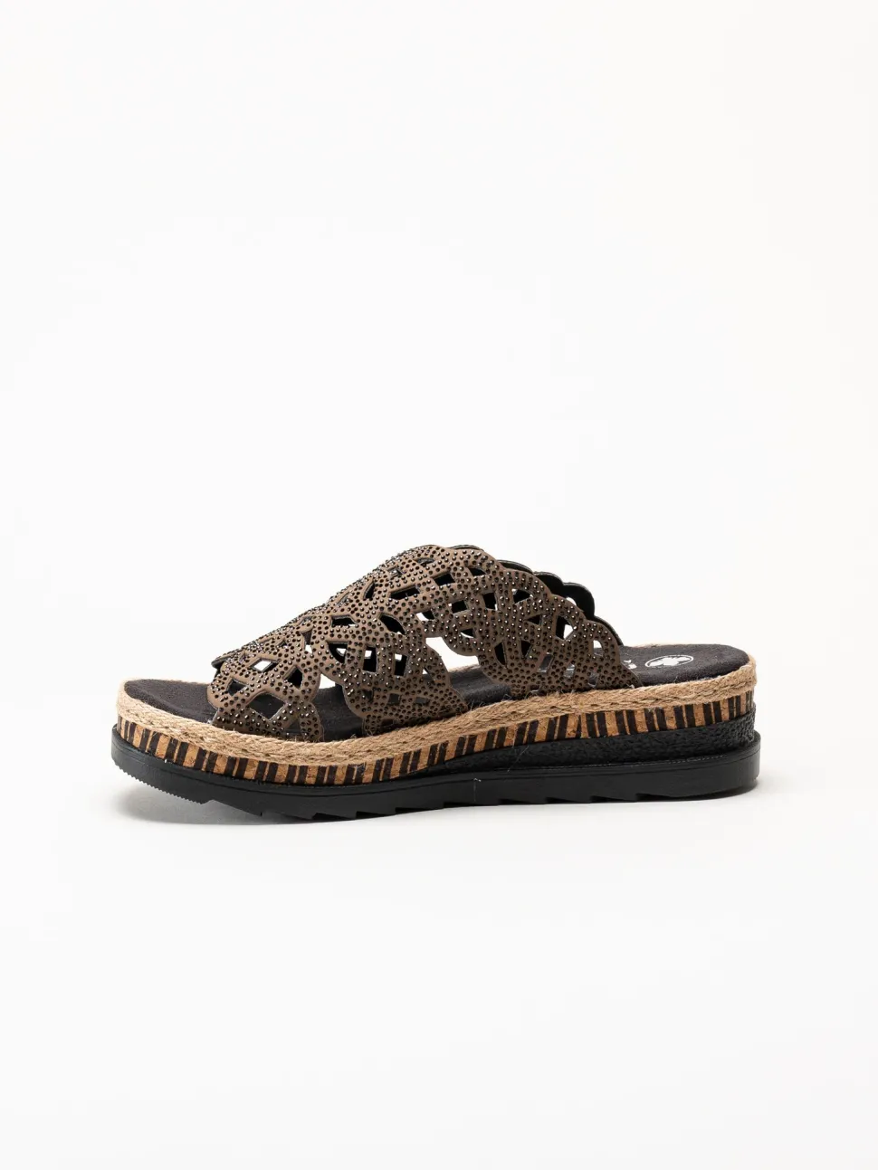 Rieker - Mörkbruna slip in sandaletter