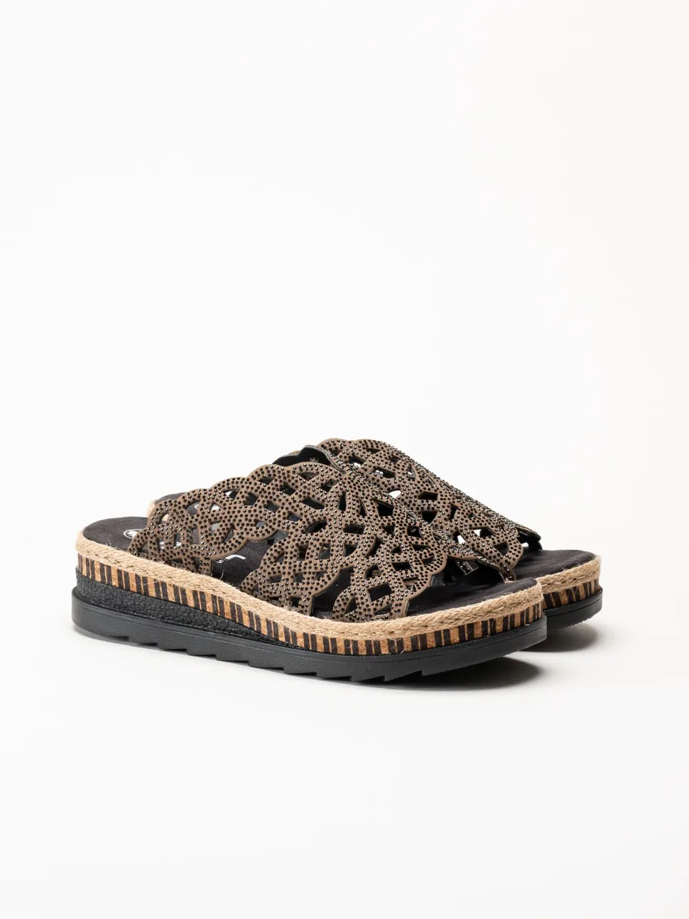 Rieker - Mörkbruna slip in sandaletter