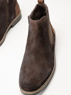 Rieker - Mörkbrun boots i mocka