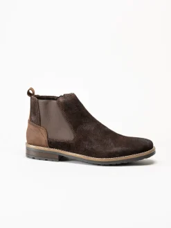 Rieker - Mörkbrun boots i mocka
