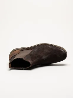 Rieker - Mörkbrun boots i mocka