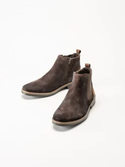 Rieker - Mörkbrun boots i mocka