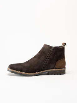 Rieker - Mörkbrun boots i mocka