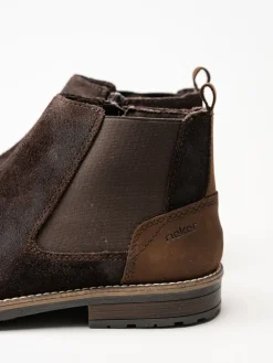 Rieker - Mörkbrun boots i mocka