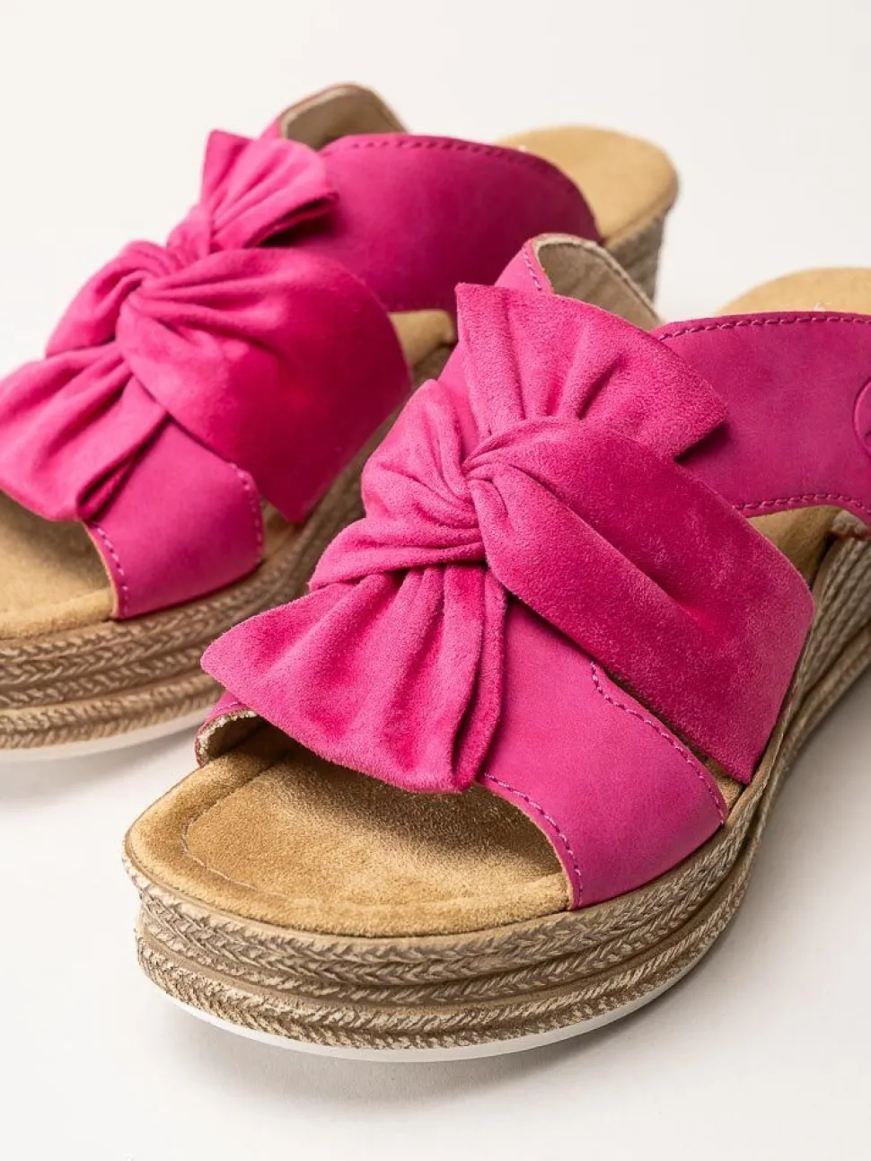 Rieker - Rosa slip in sandaletter med rosett