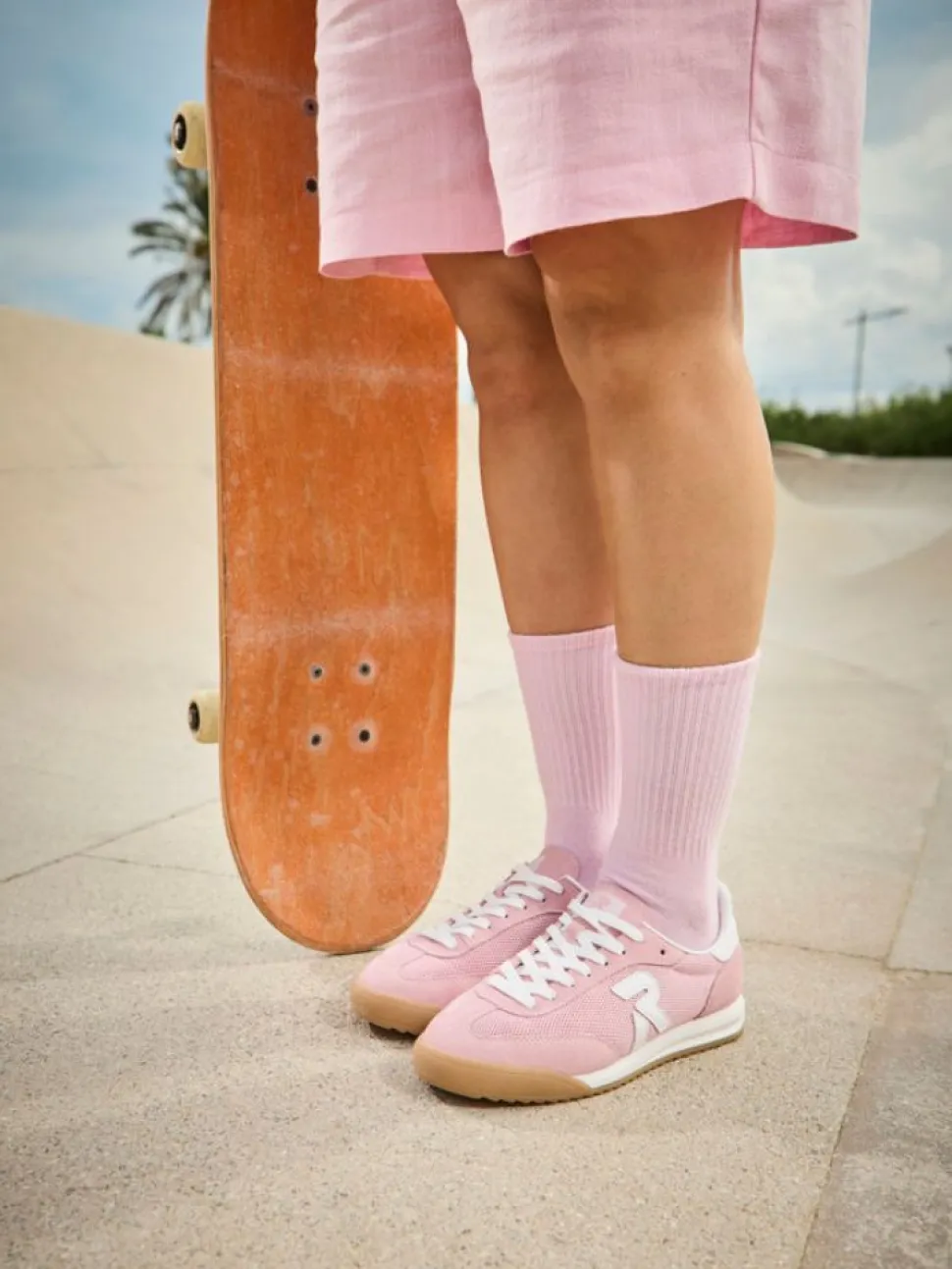 Rieker - Rosa sneakers i mocka