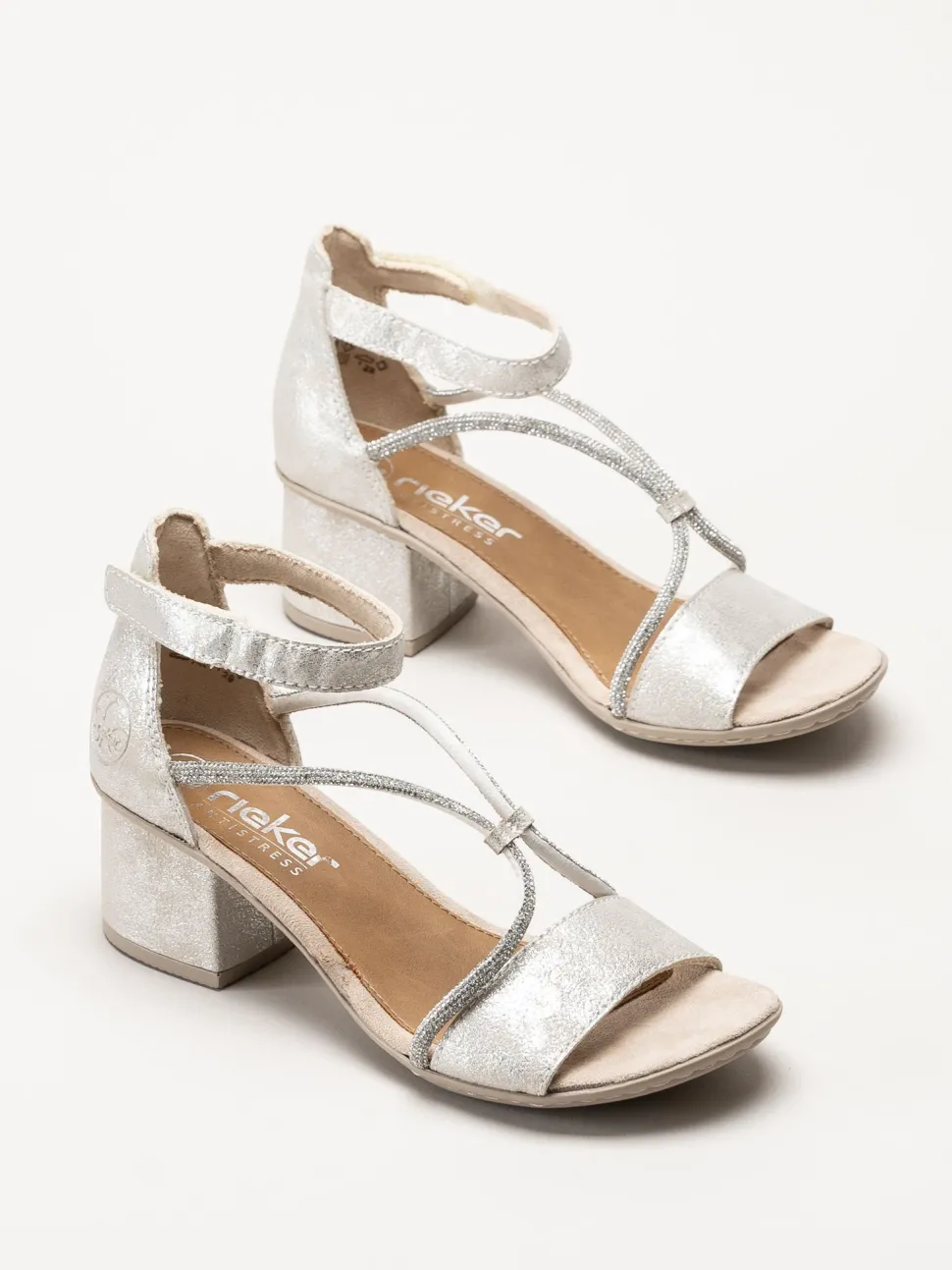Rieker - Silverfärgade sandaletter