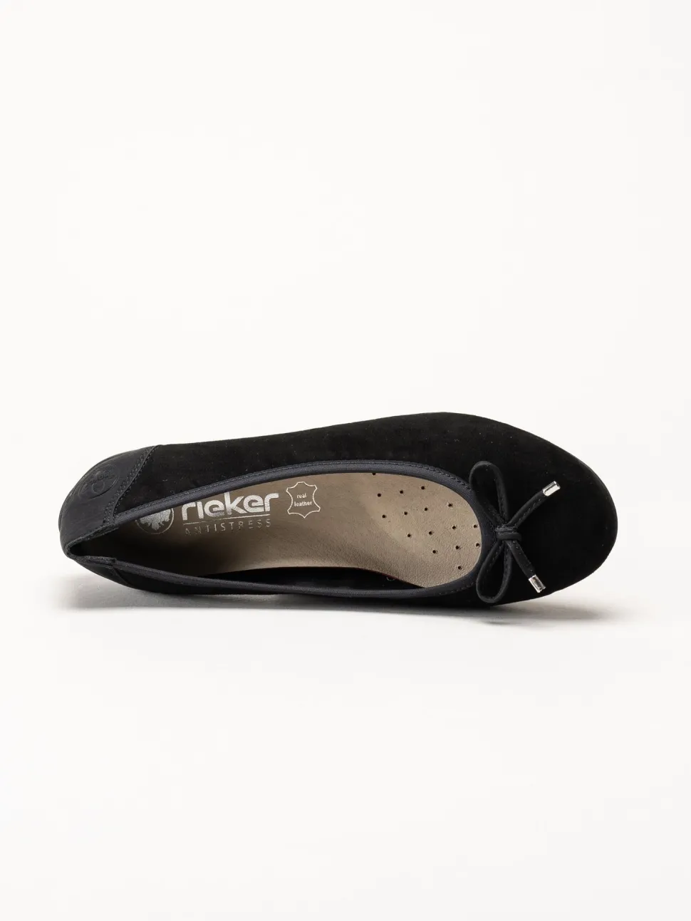 Rieker - Svarta ballerinaskor i mocka