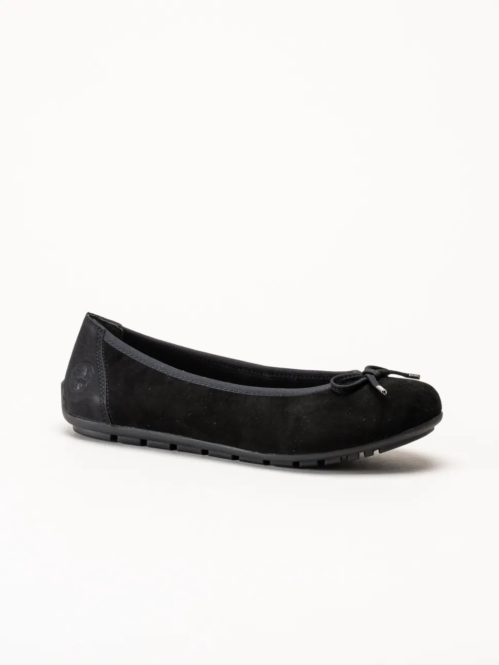 Rieker - Svarta ballerinaskor i mocka
