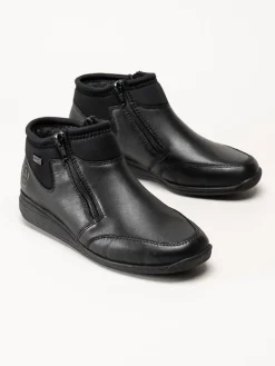 Rieker - Svarta boots i skinn och textil