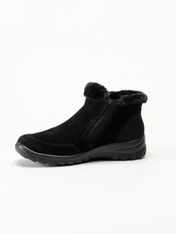 Rieker - Svarta fodrade boots i mocka