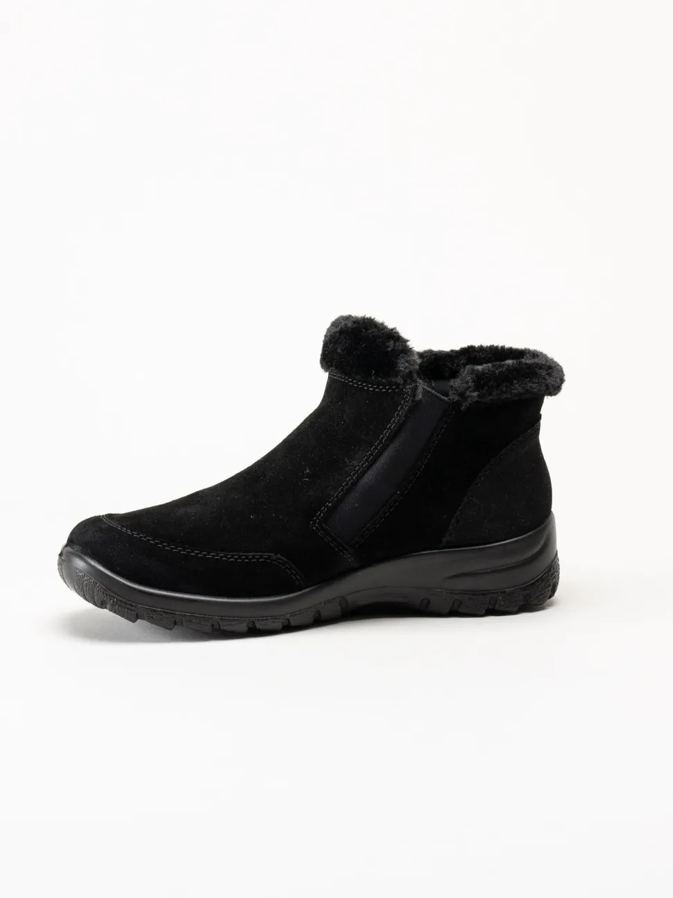 Rieker - Svarta fodrade boots i mocka