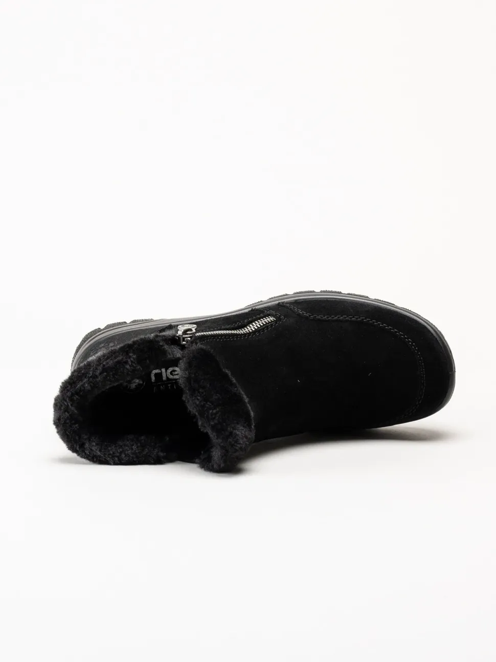 Rieker - Svarta fodrade boots i mocka