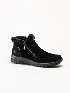 Rieker - Svarta fodrade boots i mocka