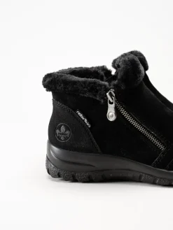 Rieker - Svarta fodrade boots i mocka