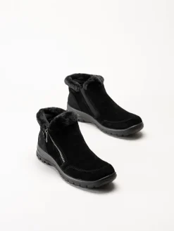 Rieker - Svarta fodrade boots i mocka