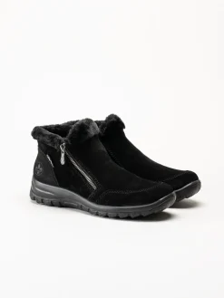 Rieker - Svarta fodrade boots i mocka
