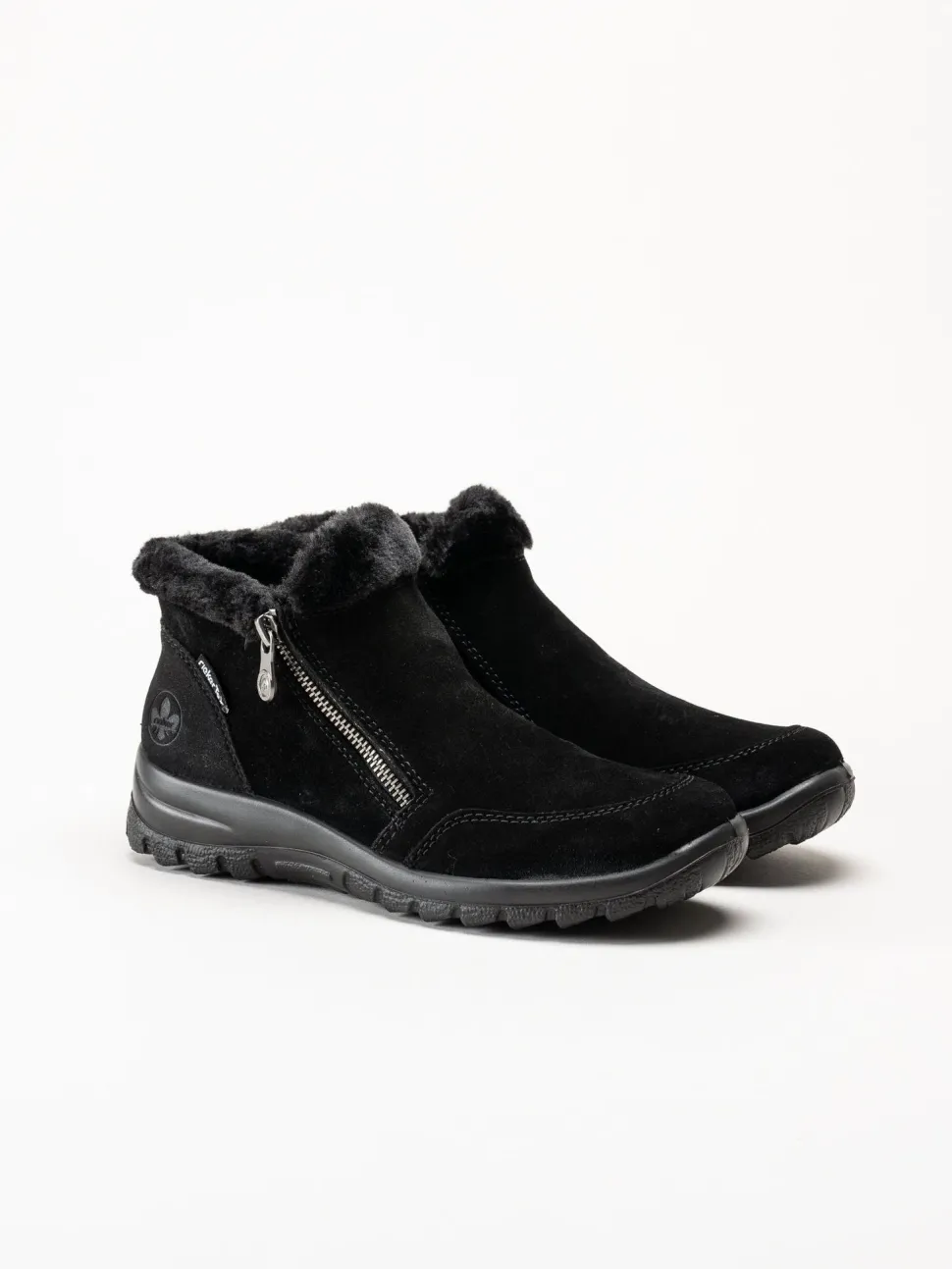 Rieker - Svarta fodrade boots i mocka