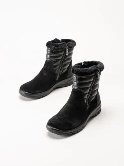 Rieker - Svarta fodrade boots i mocka