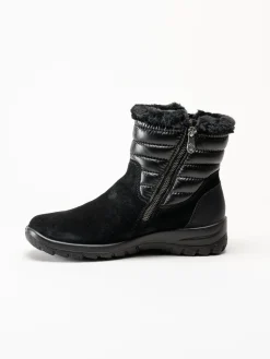 Rieker - Svarta fodrade boots i mocka