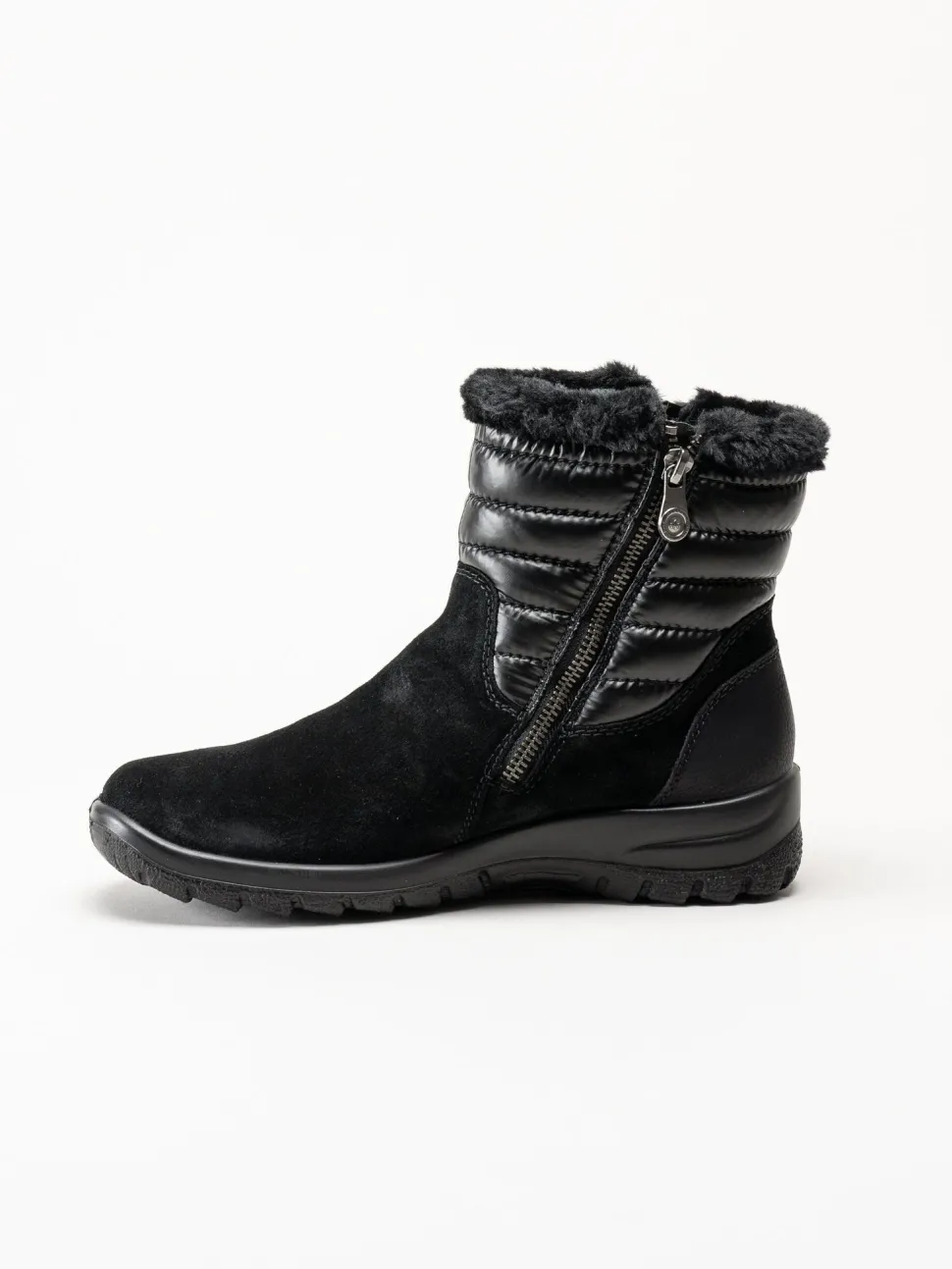 Rieker - Svarta fodrade boots i mocka