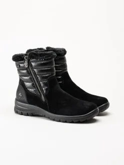 Rieker - Svarta fodrade boots i mocka