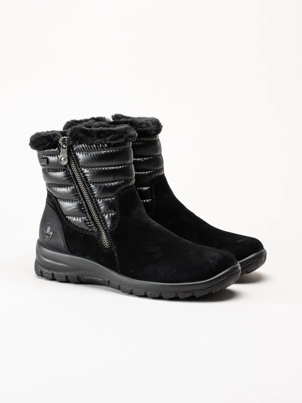 Rieker - Svarta fodrade boots i mocka