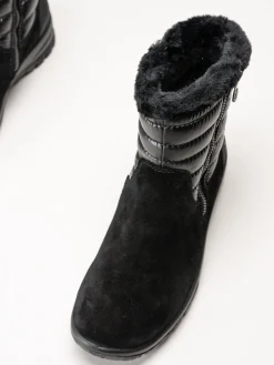 Rieker - Svarta fodrade boots i mocka