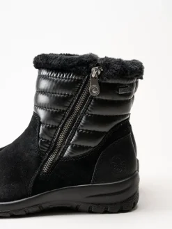 Rieker - Svarta fodrade boots i mocka