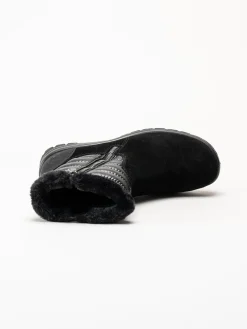 Rieker - Svarta fodrade boots i mocka