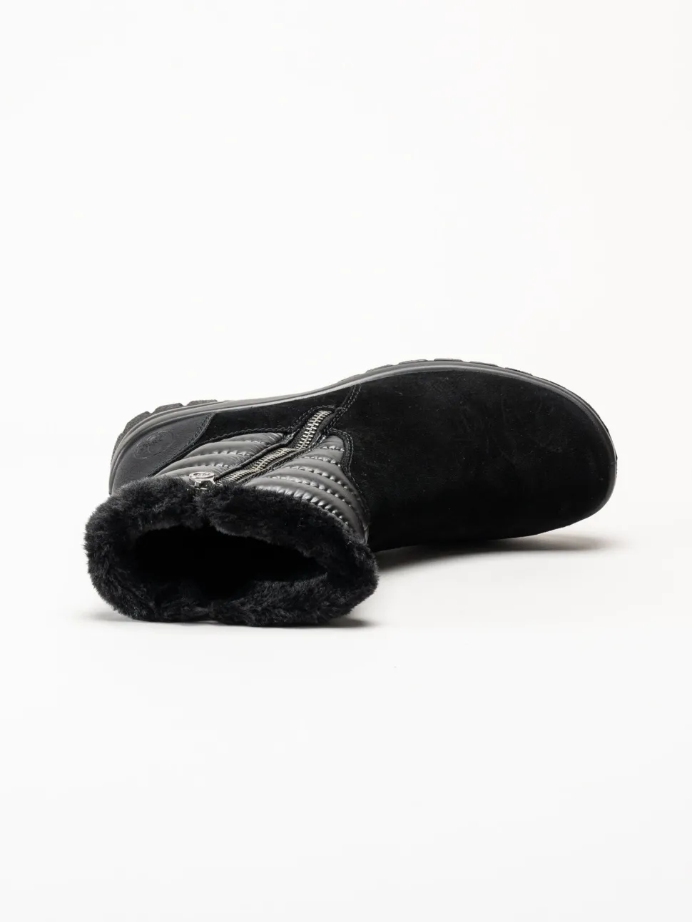 Rieker - Svarta fodrade boots i mocka